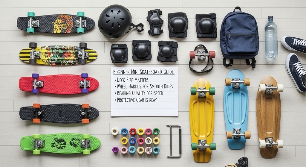 Mini skateboard deck size comparison for beginners