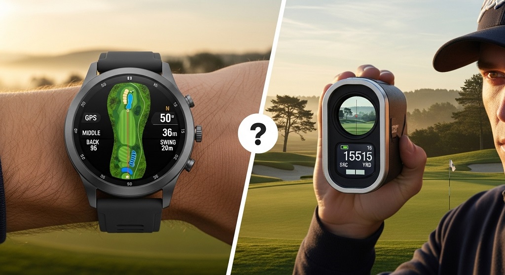Smartwatch displaying golf course yardage layout