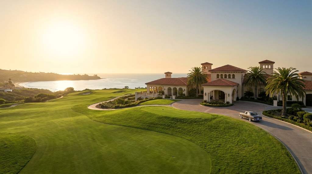Scenic golf resort with walking trails and local landmarks